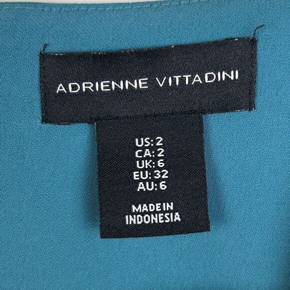 Adrienne Vittadini Flutter Short Sleeve Shift Dress Teal Blue Green Knee Lnth 2 - Picture 9 of 10